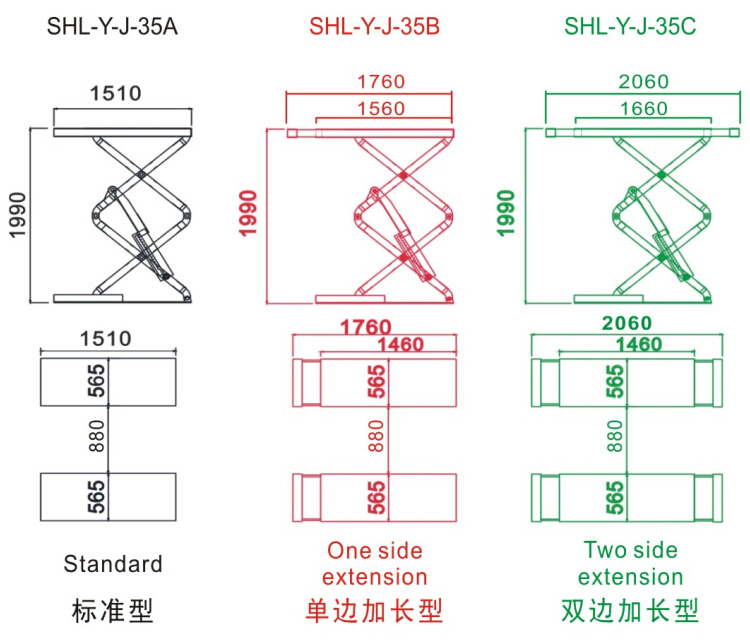SHL-Y-J-35A/35B/35C Small Platform Scissor Lift(Square Tube Type)